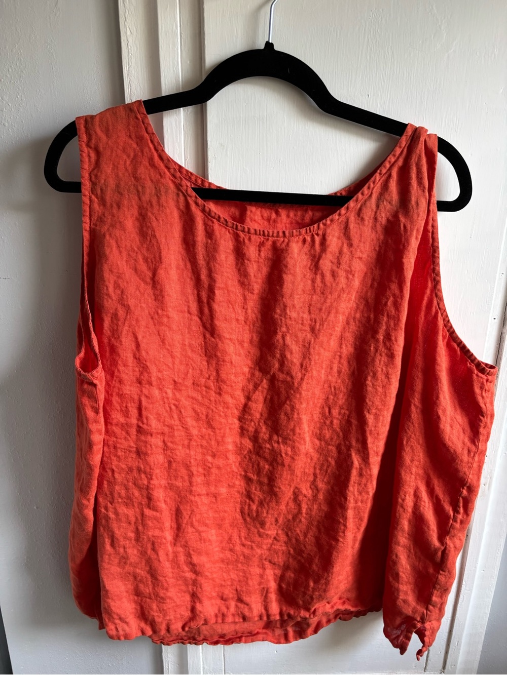 100% Irish Linen Tank Top in Coral / Orange